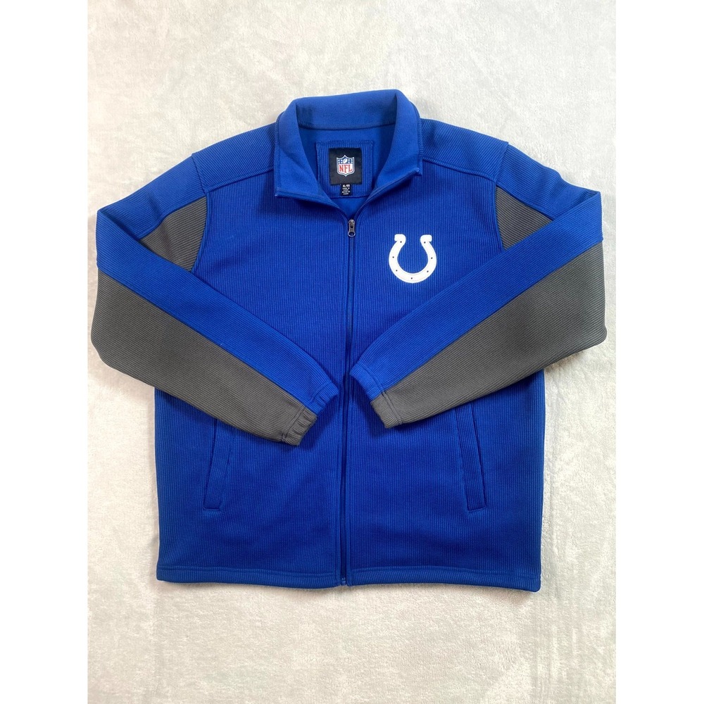 NFL Branded‎ Fleece Jacket Mens XL Blue Gray Knit Indianapolis Colts